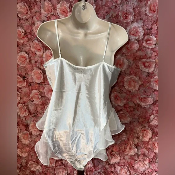 Victoria's Secret (L) Vintage Off White Bridal Sheer Ruffle Lingerie Bodysuit - Picture 4 of 6